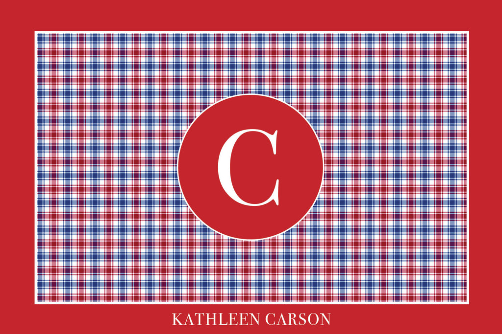 Red Checkered Monogram Card