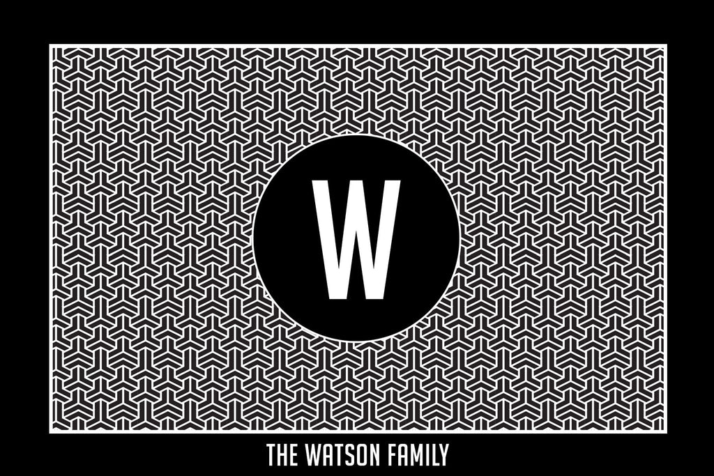 Black Patterned Monogram Card