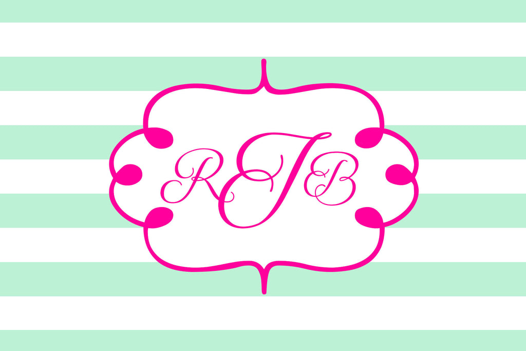 Light Green and Pink Monogram Card