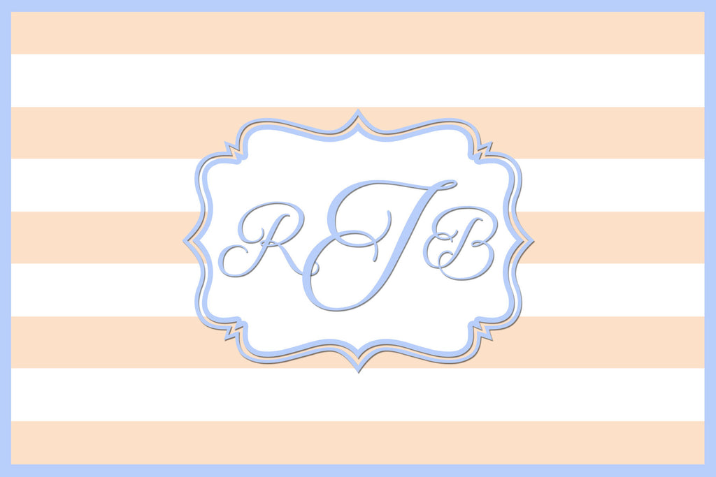 Peach and Blue Monogram Card