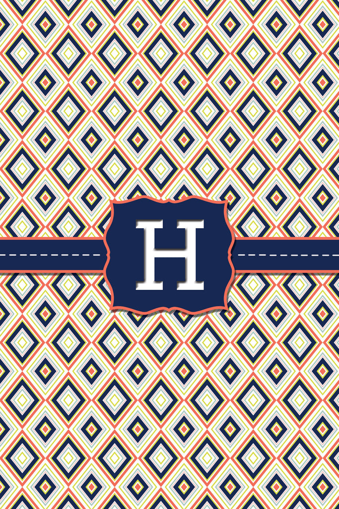 Navy Blue Diamond Monogram Card