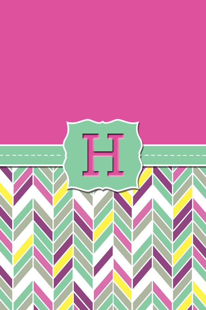 Light Green Zig Zag Monogram Card