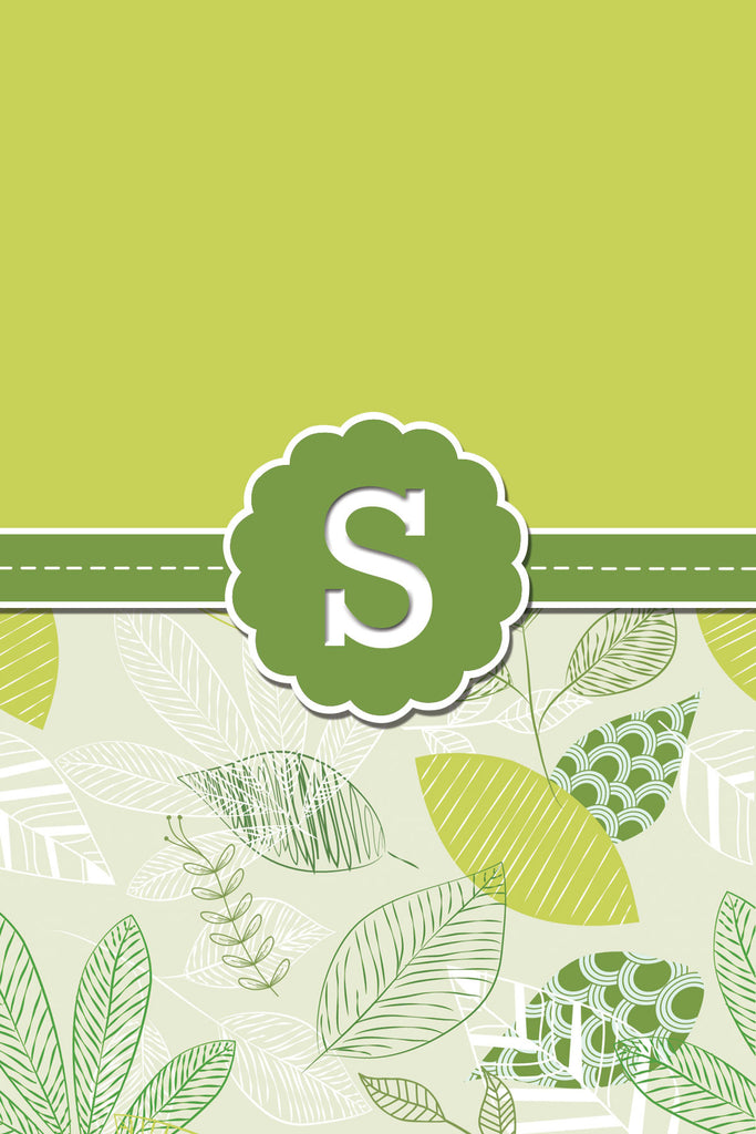 Green Leaves Monogram Card