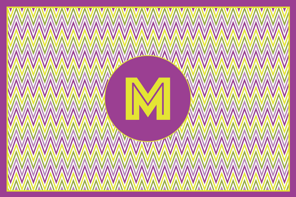 Purple Zig Zag Monogram Card