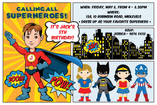 Super Hero Birthday Invitation  Pop Pixel Prints