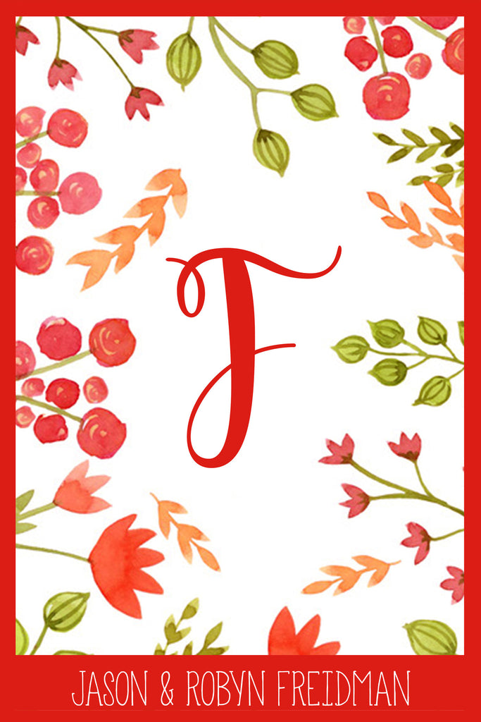 Flowers & Berries Monogram Card