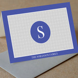 Blue Border Monogram Card