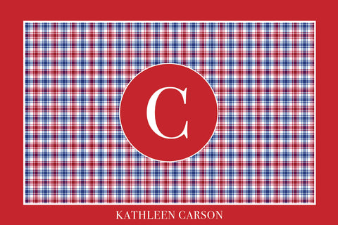 Red Checkered Monogram Card