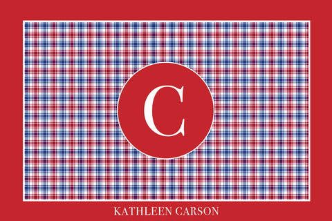 Red Checkered Monogram Card