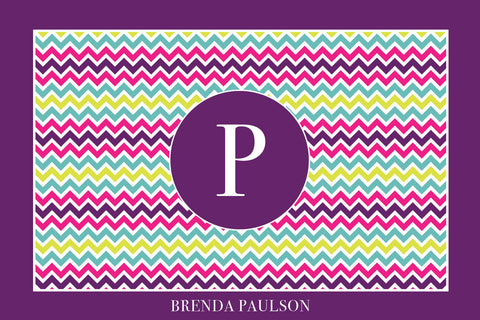 Purple Zig Zag Monogram Card