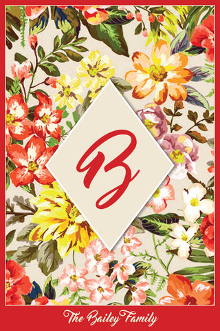 Summer Flowers Monogram Card
