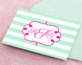 Light Green and Pink Monogram Card