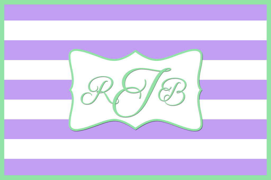 Purple and Green Striped Monogram Card