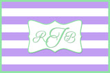 Purple and Green Striped Monogram Card