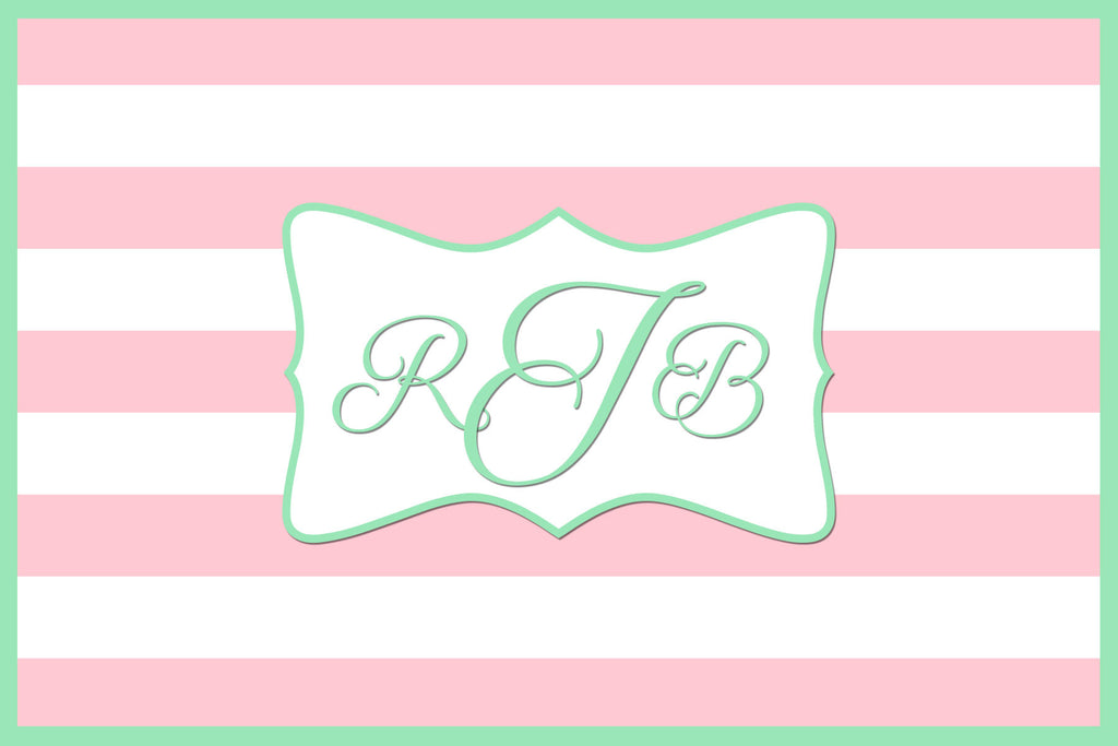 Pink and Turquoise Monogram Card