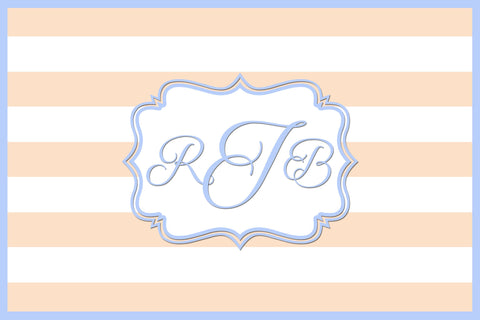 Peach and Blue Monogram Card