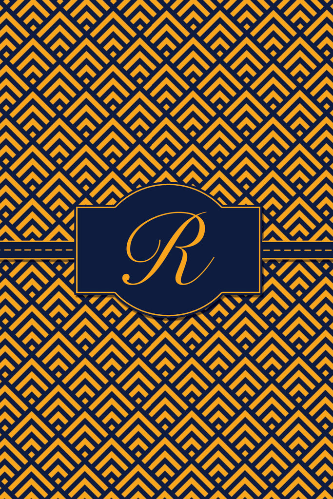 Orange and Navy Blue Monogram Card