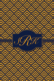 Orange and Navy Blue Monogram Card