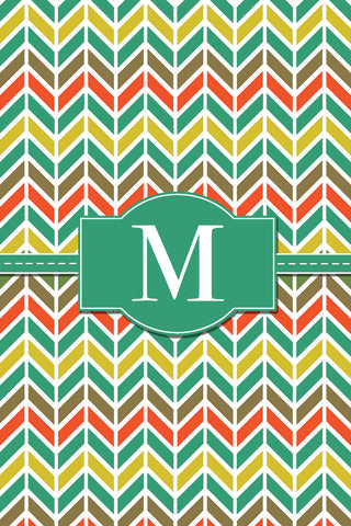 Turquoise Zig Zag Monogram Card