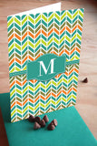 Turquoise Zig Zag Monogram Card