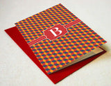 Red Patterned Monogram Card