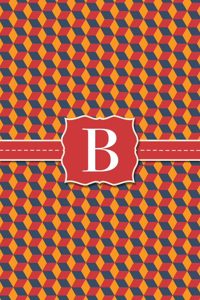 Red Patterned Monogram Card