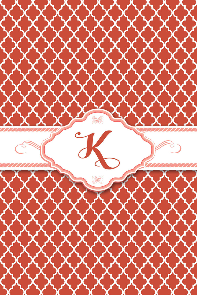 Red Patterned Monogram Card