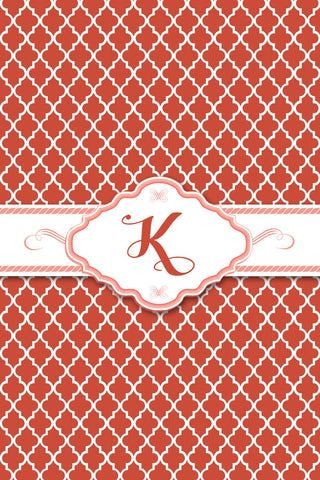 Red Patterned Monogram Card