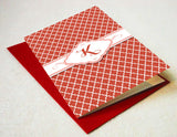 Red Patterned Monogram Card