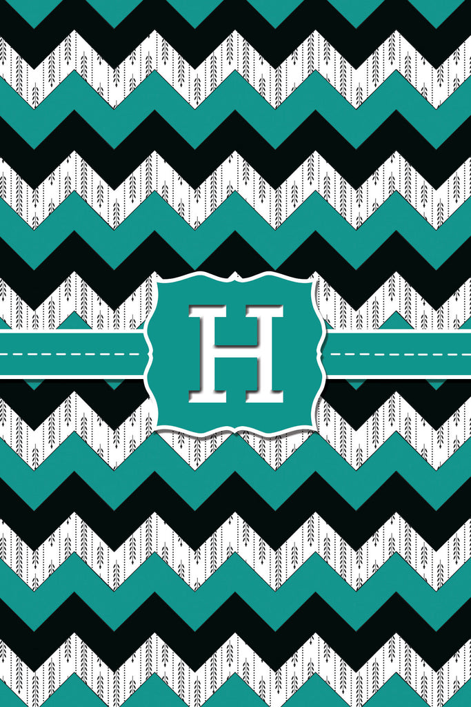 Turquoise & Black Zig Zag Monogram Card