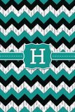 Turquoise & Black Zig Zag Monogram Card
