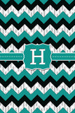 Turquoise & Black Zig Zag Monogram Card