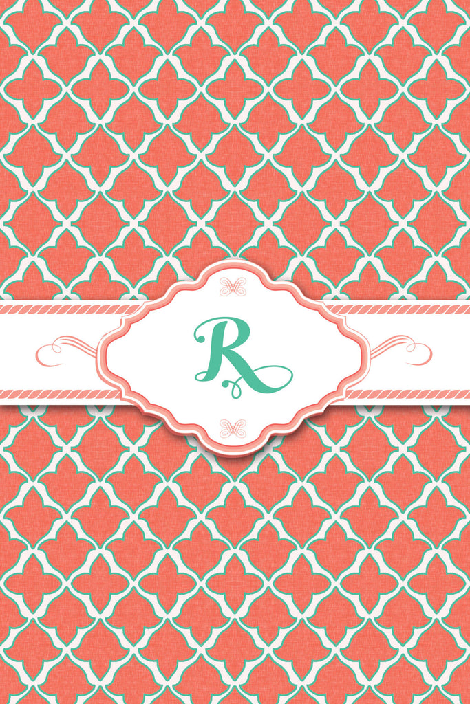 Orange & Turquoise Monogram Card