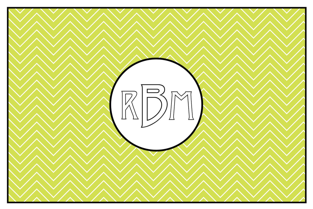 Lime Green Zig Zag Monogram Card