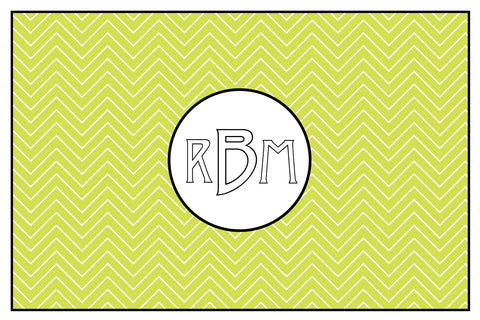 Lime Green Zig Zag Monogram Card