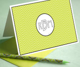 Lime Green Zig Zag Monogram Card