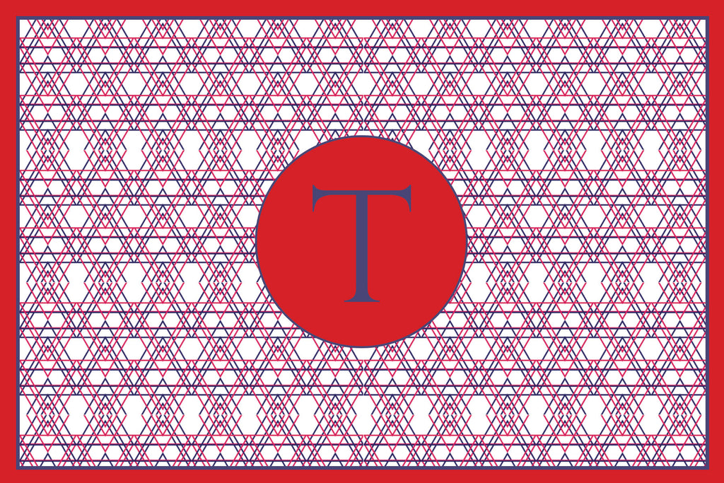 Red Criss-Cross Monogram Card