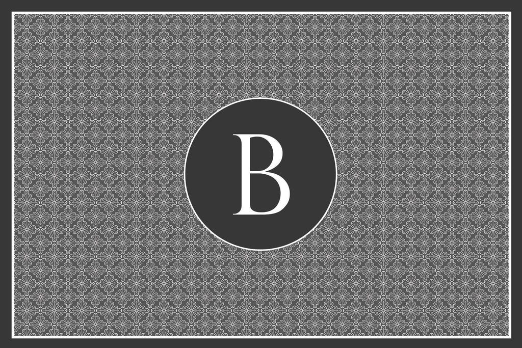 Grey Patterned Monogram Card