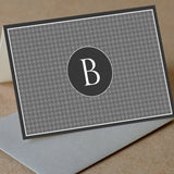 Grey Patterned Monogram Card