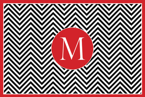 Red & Black Zig Zag Monogram Card