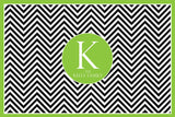 Green & Black Zig Zag Monogram Card