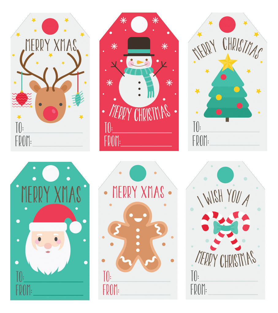50 Pieces Christmas Kraft Paper Gift Tags，Christmas Present Tags Brown Xmas  Hang Labels DIY Handmade Gift Wrapping Paper Labels Santa Claus Hang Tag