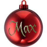 Medium Red Ornaments with Glitter Letters