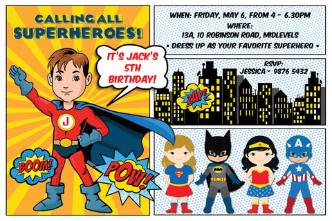 Super Hero Birthday Invitation